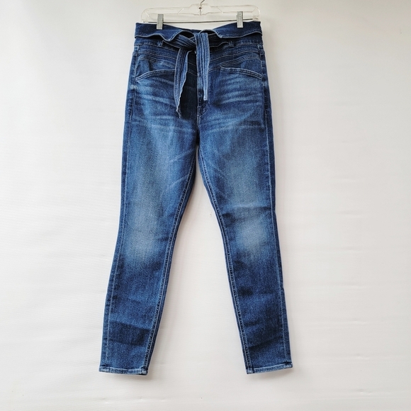 Mother Triple Stack Looker Wish on a Star Jeans Size 31 Blue High Waist Tie - Picture 16 of 16